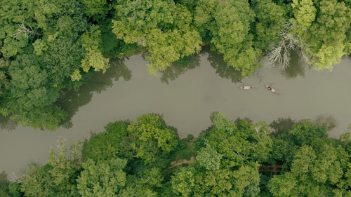 有关俯视图,划独木舟,小河的免费素材视频