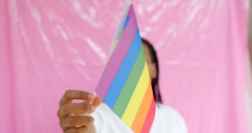 挥舞彩虹旗的女人 · 免费素材视频