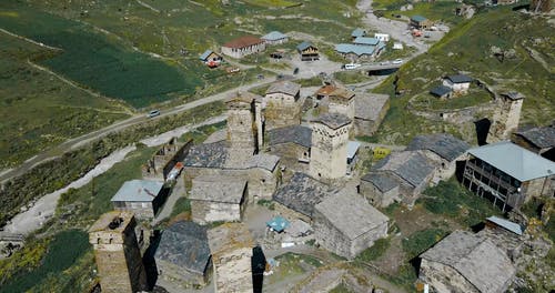 有关废弃的房子, 村庄, 无人空拍机的免费素材视频