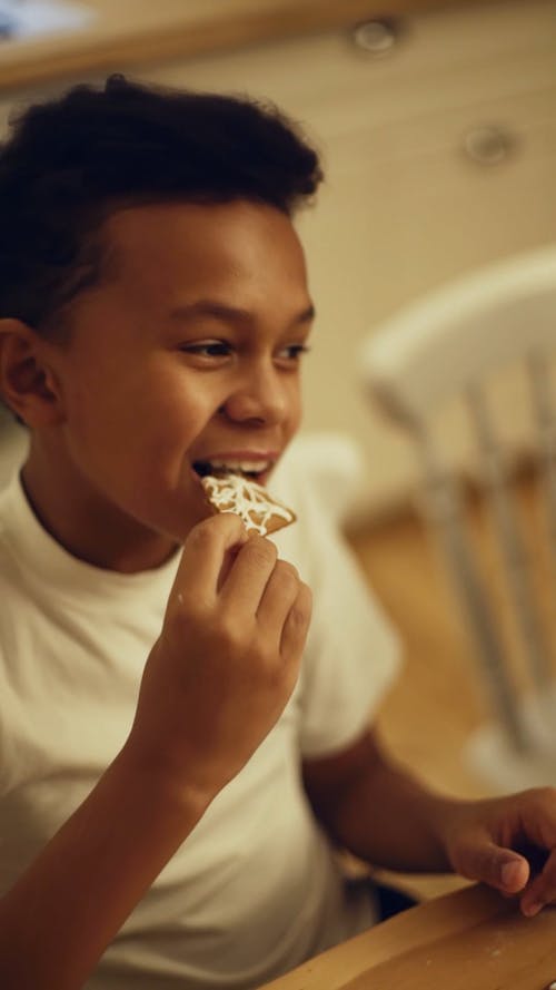 一个男孩吃饼干 · 免费素材视频