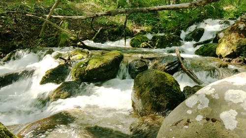一条河落在岩石的低谷巨石 · 免费素材视频