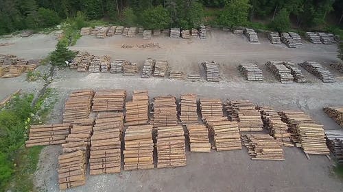 堆木材堆放在一个伐木场 · 免费素材视频