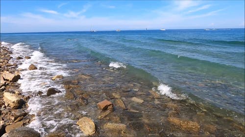 有关地平线, 多岩石的海滩, 天性的免费素材视频