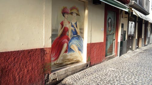 马德拉岛普鲁加尔废弃建筑上的街头艺术绘画 · 免费素材视频