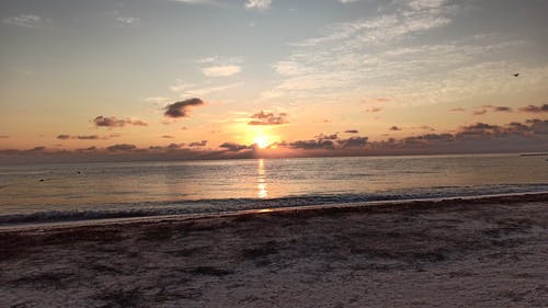 在沙滩上看日落和海浪 · 免费素材视频