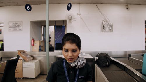 在印度的一家航空公司工作的一名妇女 · 免费素材视频