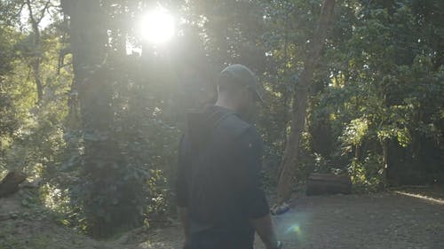 一位摄影师拍摄森林风景 · 免费素材视频