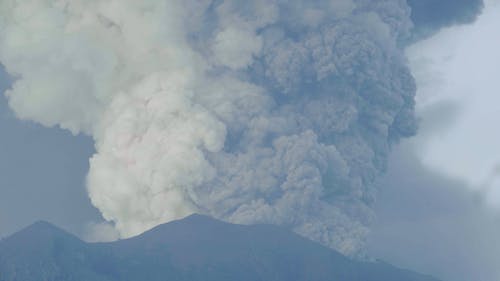 喷发的火山喷发着火山灰在空中 · 免费素材视频