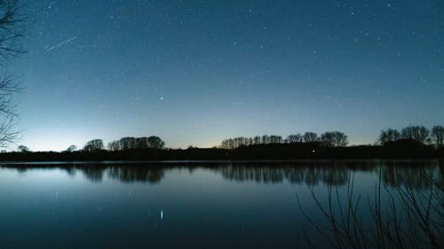 游戏中时光倒流的夜空在湖 · 免费素材视频