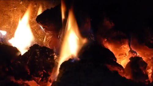 在特写视图中燃烧木材 · 免费素材视频