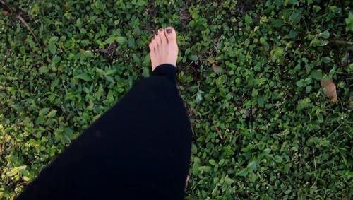 赤脚走在草地上的女人脚 · 免费素材视频