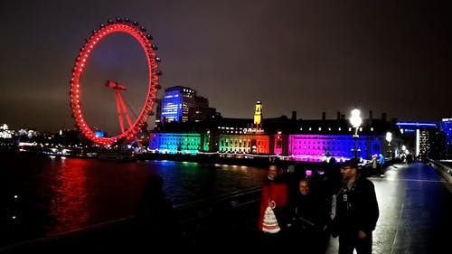 伦敦眼的夜景 · 免费素材视频
