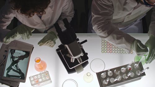 一个男人和一个女人在实验室里工作 · 免费素材视频