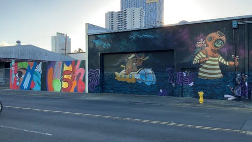 建筑物墙壁和百叶窗上的街头艺术画 · 免费素材视频
