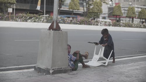 有关乞丐, 城市, 孤独的免费素材视频
