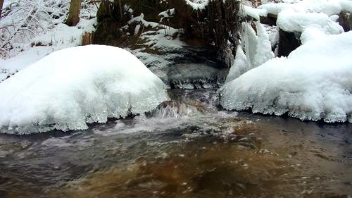 有关冬季, 冰, 冰冻的河的免费素材视频