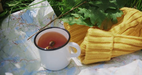 有关（顶部有小羊毛球的）羊毛帽子, 一杯茶, 喝的免费素材视频