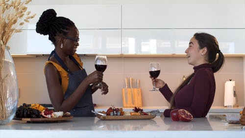 两个女人喝红酒 · 免费素材视频