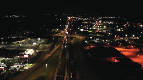 有关城市的灯光, 天桥, 无人机视频的免费素材视频