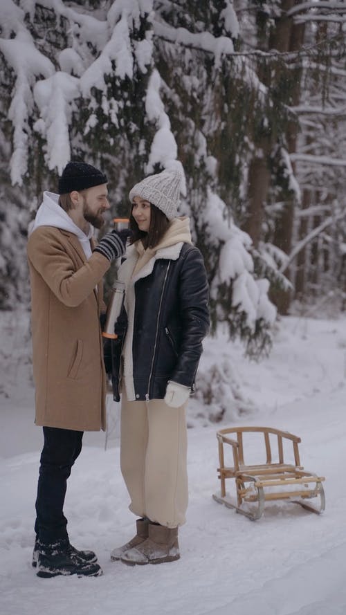 有关一对, 下雪, 人的免费素材视频