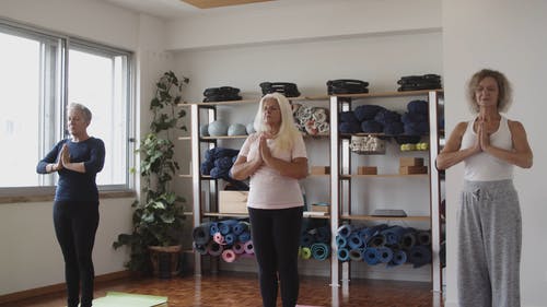 练瑜伽的妇女群体 · 免费素材视频