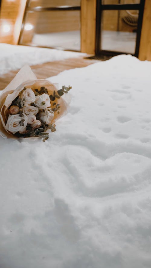 有关一束鲜花, 下雪的天气, 冬季的免费素材视频