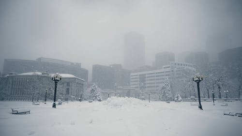有关下雪, 下雪的天气, 城市的免费素材视频