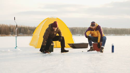 有关休闲, 冬季, 冰钓的免费素材视频