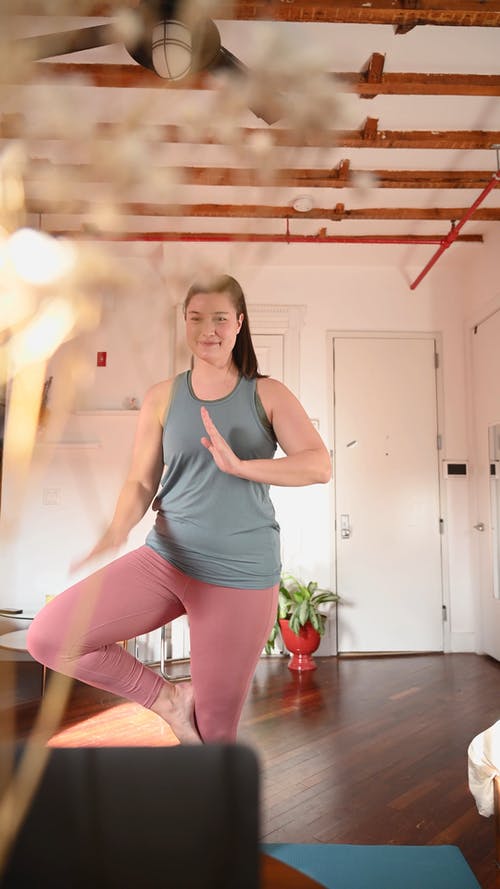 女人做在线瑜伽课 · 免费素材视频