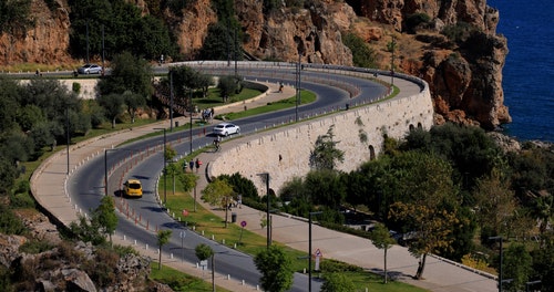 有关交通,交通系统,弯曲的路的免费素材视频